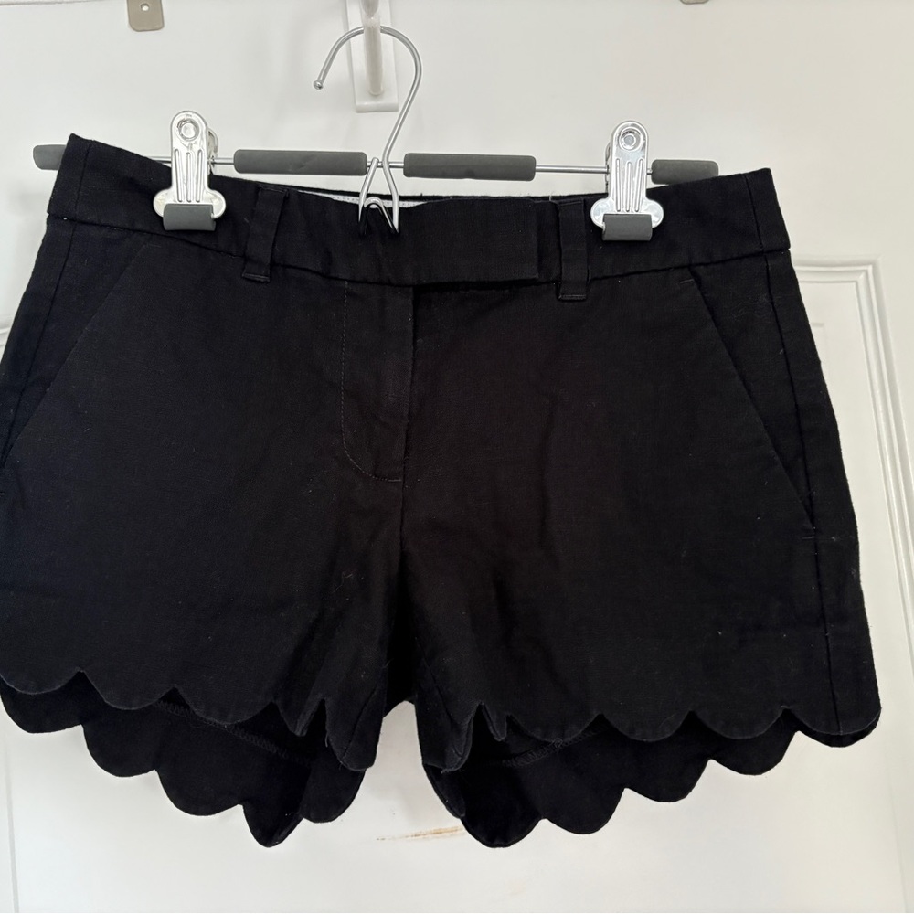 J. Crew Black Scalloped Hem Shorts